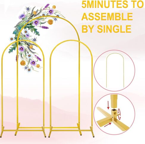 Metal Arch Backdrop Stand Set of 2 Gold Metal Wedding Arch Backdrop Stand (7.2FT and 6FT) for Anniversary, Birthday Parties, Baby Showers,Graduation Decorations (01) in Kuwait