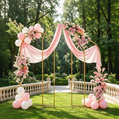 Metal Arch Backdrop Stand Set of 2 Gold Metal Wedding Arch Backdrop Stand (7.2FT and 6FT) for Anniversary, Birthday Parties, Baby Showers,Graduation Decorations (01) in Kuwait