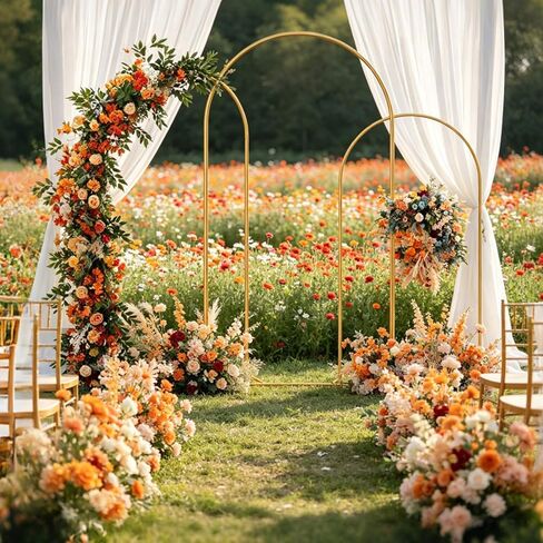 Metal Arch Backdrop Stand Set of 2 Gold Metal Wedding Arch Backdrop Stand (7.2FT and 6FT) for Anniversary, Birthday Parties, Baby Showers,Graduation Decorations (01) in Kuwait
