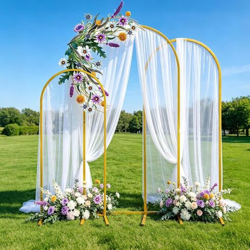 Metal Arch Backdrop Stand Set of 2 Gold Metal Wedding Arch Backdrop Stand (7.2FT and 6FT) for Anniversary, Birthday Parties, Baby Showers,Graduation Decorations (01) in Kuwait