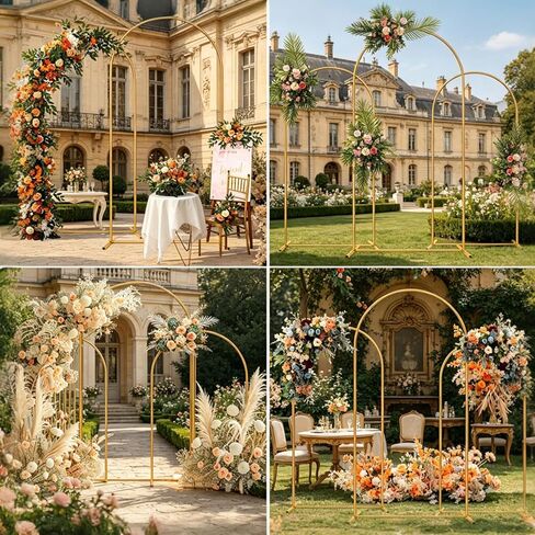 Metal Arch Backdrop Stand Set of 2 Gold Metal Wedding Arch Backdrop Stand (7.2FT and 6FT) for Anniversary, Birthday Parties, Baby Showers,Graduation Decorations (01) in Kuwait