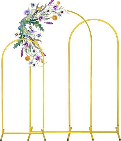 Metal Arch Backdrop Stand Set of 2 Gold Metal Wedding Arch Backdrop Stand (7.2FT and 6FT) for Anniversary, Birthday Parties, Baby Showers,Graduation Decorations (01) in Kuwait