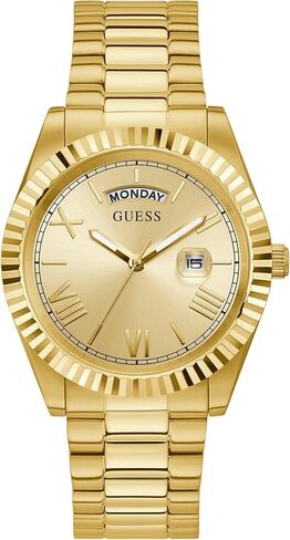 GUESS Mens Dress Diamond Dial 44mm Watch – Gold-Tone Stainless Steel Case with Gold Dial & Mesh Bracelet in Saudi Arabia