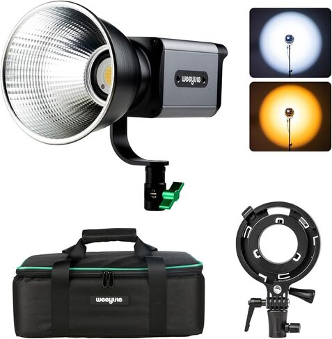 Weeylite Ninja 200 60W Bi-Color COB LED Video Light, 2800K-6800K Continuous Studio Lighting, CRI 95+ TLCI 95+, 0-100% Dimmable, 5800LM 70400Lux, App & Bluetooth Control, Portable Photography Light in Kuwait