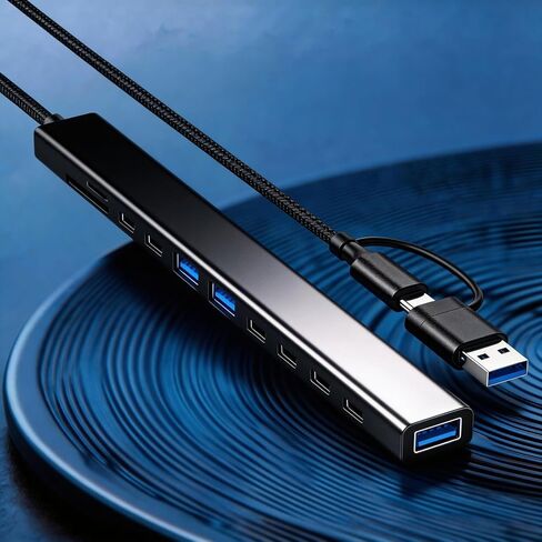 【11-in-1】 USB A&C Hub Docking Station, 5Gbps USB 3.0, SD/TF Card Reader, OTG, Plug & Play, Portable, Compatible with MacBook, iPhone 17/16/15, iPad, iMac, Surface, XPS, Dell, HP, Lenovo Laptop in Kuwait