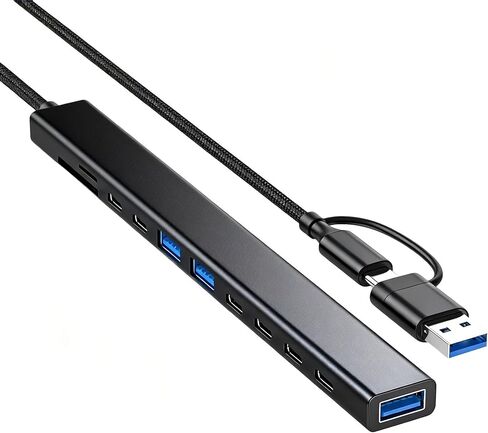 【11-in-1】 USB A&C Hub Docking Station, 5Gbps USB 3.0, SD/TF Card Reader, OTG, Plug & Play, Portable, Compatible with MacBook, iPhone 17/16/15, iPad, iMac, Surface, XPS, Dell, HP, Lenovo Laptop in Kuwait
