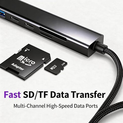【11-in-1】 USB A&C Hub Docking Station, 5Gbps USB 3.0, SD/TF Card Reader, OTG, Plug & Play, Portable, Compatible with MacBook, iPhone 17/16/15, iPad, iMac, Surface, XPS, Dell, HP, Lenovo Laptop in Kuwait