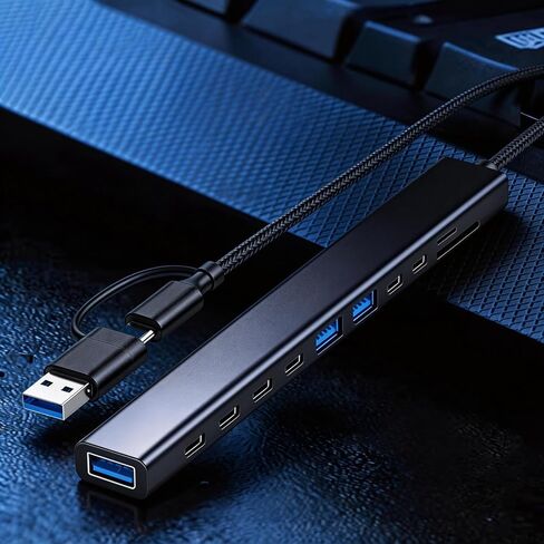 【11-in-1】 USB A&C Hub Docking Station, 5Gbps USB 3.0, SD/TF Card Reader, OTG, Plug & Play, Portable, Compatible with MacBook, iPhone 17/16/15, iPad, iMac, Surface, XPS, Dell, HP, Lenovo Laptop in Kuwait