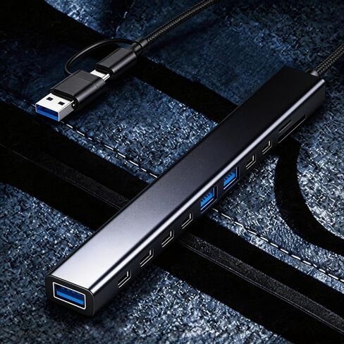【11-in-1】 USB A&C Hub Docking Station, 5Gbps USB 3.0, SD/TF Card Reader, OTG, Plug & Play, Portable, Compatible with MacBook, iPhone 17/16/15, iPad, iMac, Surface, XPS, Dell, HP, Lenovo Laptop in Kuwait
