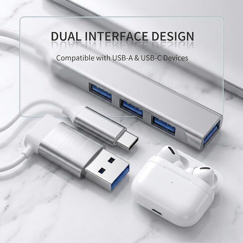 موزع USB 3.0، موزع USB بأربعة منافذ، موسع بيانات فائق النحافة بسرعة 5 جيجابت في الثانية، قابس محول محمول وتشغيل لأجهزة الكمبيوتر المحمول، والكمبيوتر الشخصي، والأقراص الصلبة، ومحرك أقراص فلاش، والطابعة، ولوحة المفاتيح in Kuwait