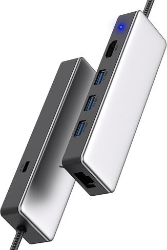 أجهزة محول USB C Hub 6 في 1 من النوع C، مع توصيل طاقة 4K@30 هرتز HDMI 3 USB 3.0 جيجابت إيثرنت 100 وات لنظام التشغيل Windows وMacBook Thunderbolt in Kuwait