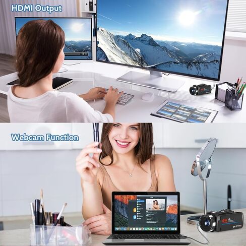 VETEK Video Camera 6K 64MP UHD WiFi Vlogging Cameras for YouTube 18X Digital Zoom IR Night Vision 3.0'' Touch Screen Camcorder with 32GB Card, Microphone, Remote, Two Batteries in Kuwait
