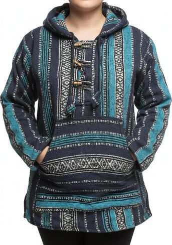 Shopoholic Fashion Women Multicolored Hippie Pullover Hoodie Boho Baja in Saudi Arabia