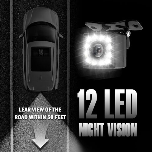Plug & Play Backup Camera with Monitor 4.6",12LED HD Backup Camera for Car with Night Vision Function & 150° Wide Angle,Universal Waterproof Rear View Cameras for Cars,SUVs in Kuwait