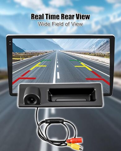 كاميرا احتياطية بمقبض صندوق السيارة HD 1280x720p مناسبة لسيارات BMW F Series 3/4/5 X3 X4 F30 F32 F10 F11 F25 2010-2019، كاميرا عكسية للرؤية الخلفية مع كابل فيديو وسلك طاقة استبدال 51247463163 in Kuwait