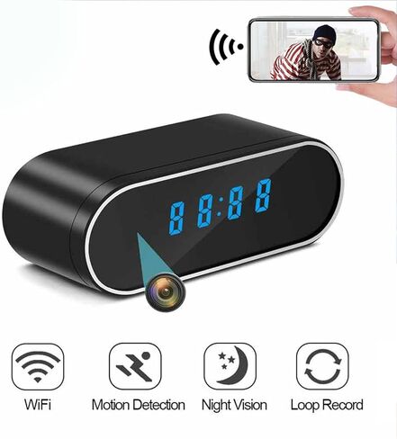 XUMIUZIY 1080P WiFi Security Camera with Clock, 130 Wide Angle Lens, Night up to 8m, Motion Detection, 2 Way Audio, with Real Time Viewing and in Kuwait