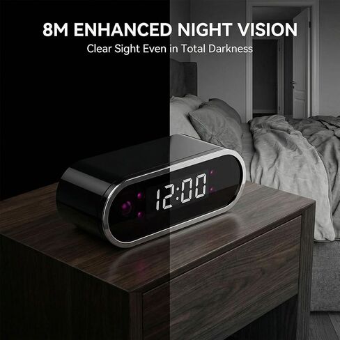 XUMIUZIY 1080P WiFi Security Camera with Clock, 130 Wide Angle Lens, Night up to 8m, Motion Detection, 2 Way Audio, with Real Time Viewing and in Kuwait