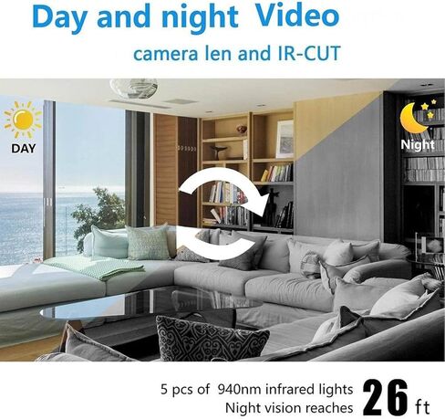 XUMIUZIY 1080P WiFi Security Camera with Clock, 130 Wide Angle Lens, Night up to 8m, Motion Detection, 2 Way Audio, with Real Time Viewing and in Kuwait