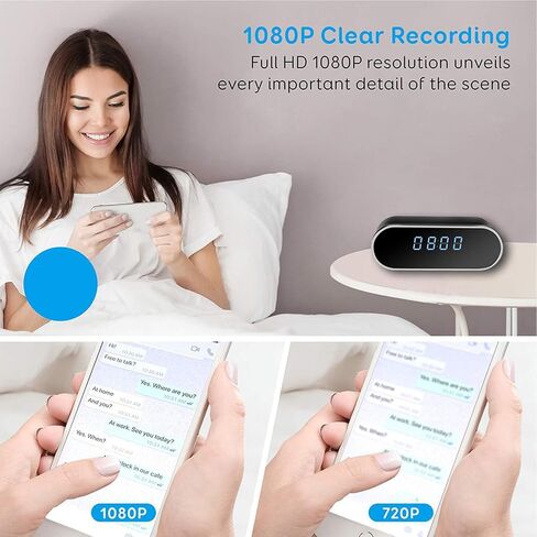 XUMIUZIY 1080P WiFi Security Camera with Clock, 130 Wide Angle Lens, Night up to 8m, Motion Detection, 2 Way Audio, with Real Time Viewing and in Kuwait