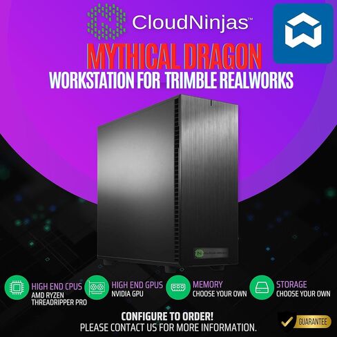 Cloud Ninjas Mythical Dragon Workstation for Trimble RealWorks Threadripper PRO 9965WX RTX PRO 4000 Blackwell SFF 24GB 256GB DDR5 ECC Reg NVMe M.2 2TB 3D Laser scan Engineering Construction in Kuwait