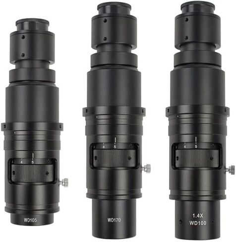 مجموعة مجهر JOEBO مجهر فيديو صناعي أحادي العين عدسة C-Mount 90X 180X 300X مكبر تكبير مستمر محولات عدسة المجهر (عدسة موضوعية WD105) in Kuwait