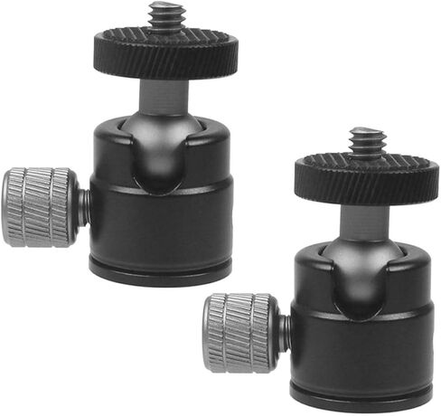 Homoyoyo 2pcs Aluminum Alloy Mini Ball Head Tripod Mount Adapter 1/4" Screw Rotatable 360° Camera Ball Head Clamp for Projector and DSLR Camera Accessories in Kuwait