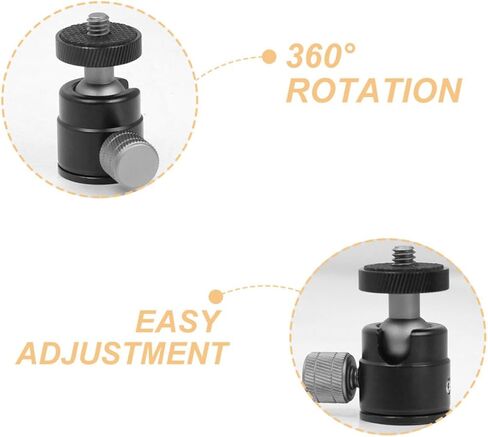 Homoyoyo 2pcs Aluminum Alloy Mini Ball Head Tripod Mount Adapter 1/4" Screw Rotatable 360° Camera Ball Head Clamp for Projector and DSLR Camera Accessories in Kuwait