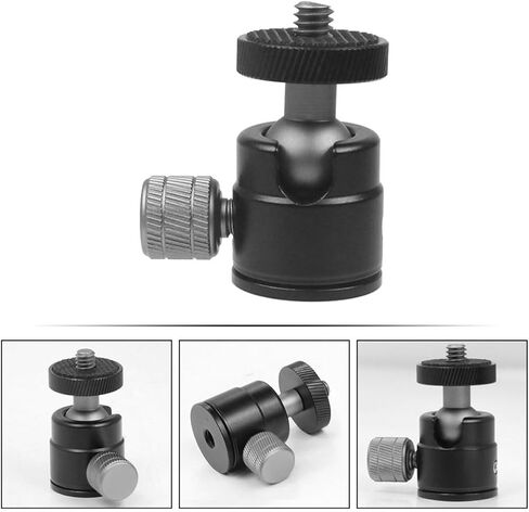 Homoyoyo 2pcs Aluminum Alloy Mini Ball Head Tripod Mount Adapter 1/4" Screw Rotatable 360° Camera Ball Head Clamp for Projector and DSLR Camera Accessories in Kuwait
