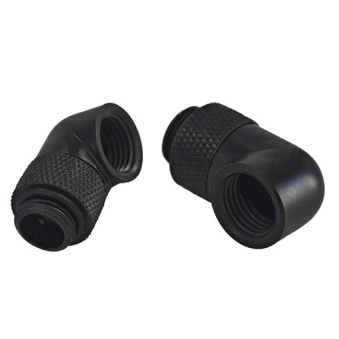 2Pcs G1/4" Male to Female Extender Fitting, 90 Degree Elbow Threaded Rotary Connector Adapter for Computer Water Cooling System (Black, Black Circle) in Saudi Arabia