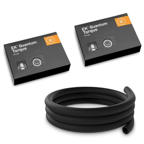 EKWB EK-Quantum Torque STC-10/16 تركيبات ضغط وحلقة EK-Loop 3 متر أنبوب أسود ناعم (10/16 مم) حزمة، أسود، 12 حزمة in Kuwait