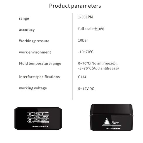 OLED Digital Flow Meter & Thermometer for PC Water Cooling, G1/4" Inline Coolant Flow/Temperature Monitor with High Temp Alarm, Desktop Computer Cooler System in Kuwait