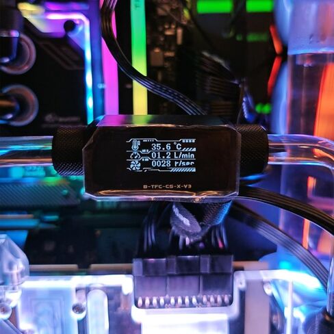 OLED Digital Flow Meter & Thermometer for PC Water Cooling, G1/4" Inline Coolant Flow/Temperature Monitor with High Temp Alarm, Desktop Computer Cooler System in Kuwait