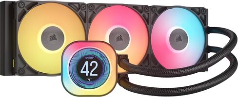 مبرد وحدة المعالجة المركزية السائل Corsair iCUE Link Titan 360 RX LCD - 360 مم AIO - ضوضاء منخفضة - Intel LGA 1851/1700، AMD AM5/AM4 - 3X RX120 RGB Fans - يتضمن محور نظام iCUE Link - أسود (متجدد) in Kuwait