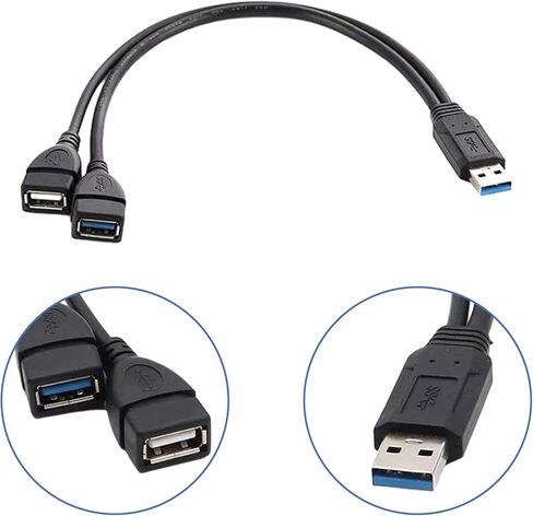Mjaie USB 3.0 ذكر إلى 2USB أنثى محول شحن واحد نقل البيانات محول الفاصل تمديد كابل لتحويل الكابل in Kuwait