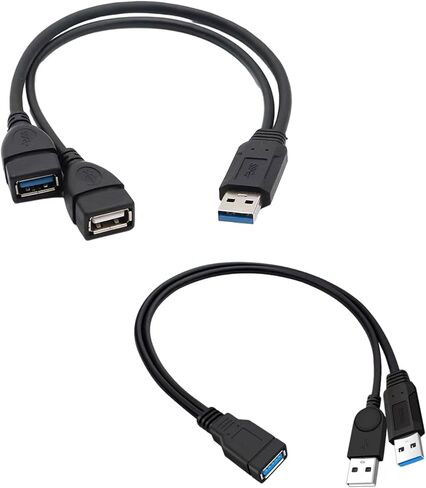 Mjaie USB 3.0 ذكر إلى 2USB أنثى محول شحن واحد نقل البيانات محول الفاصل تمديد كابل لتحويل الكابل in Kuwait