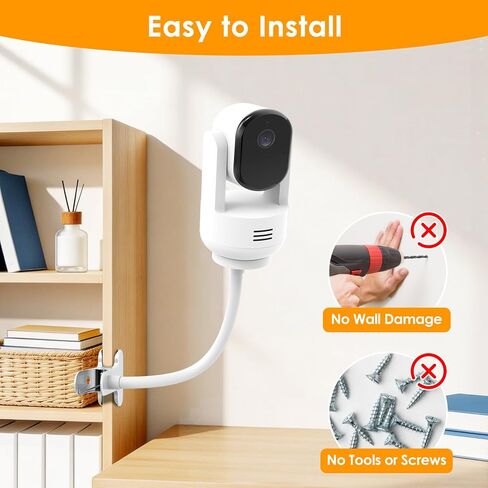 Flexible Clamp Mount for Arlo Essential Indoor/Outdoor Pan Tilt Security Camera 2K (2025 Release), Gooseneck Monitor Mounting Bracket for Pole/Desk/Shelf, No Wall Damage, for Indoor/Outdoor, 2 Pack in Kuwait