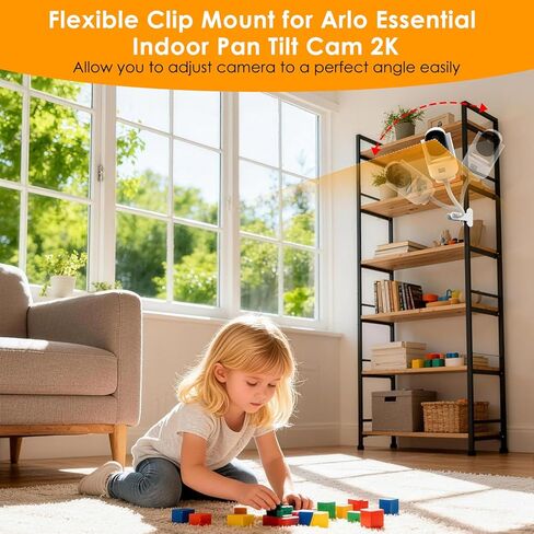 Flexible Clamp Mount for Arlo Essential Indoor/Outdoor Pan Tilt Security Camera 2K (2025 Release), Gooseneck Monitor Mounting Bracket for Pole/Desk/Shelf, No Wall Damage, for Indoor/Outdoor, 2 Pack in Kuwait