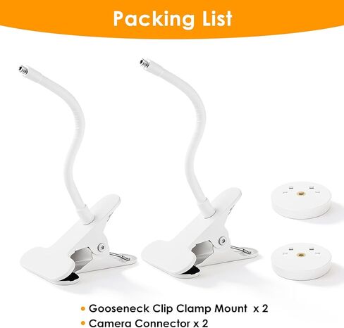 Flexible Clamp Mount for Arlo Essential Indoor/Outdoor Pan Tilt Security Camera 2K (2025 Release), Gooseneck Monitor Mounting Bracket for Pole/Desk/Shelf, No Wall Damage, for Indoor/Outdoor, 2 Pack in Kuwait