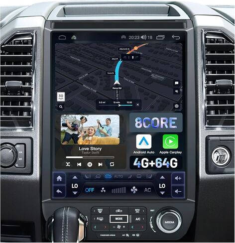 [8Core 4GB+64GB] Car Stereo Radio for Ford F150 2015 2016 2017 2018 2019 2020: 12.1 Inch IPS Touch Screen Car Radio with Wireless Carplay/Android Auto,GPS, 5GWiFi, BT5.0, FM, AM, RDS in Kuwait