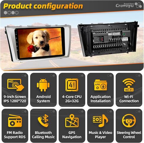 for Toyota Camry 2007-2011 Radio Compatible with Wirelessly Carplay Android Auto Upgrade Android Car Stereo Bluetooth Navigation Touchscreen GPS FM Multimedia Player Backup Camera Head Unit in Kuwait