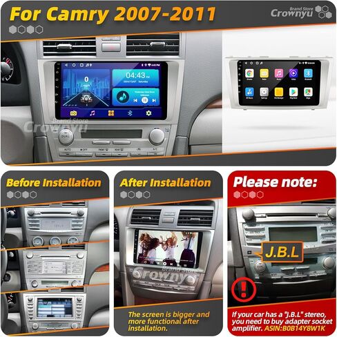 for Toyota Camry 2007-2011 Radio Compatible with Wirelessly Carplay Android Auto Upgrade Android Car Stereo Bluetooth Navigation Touchscreen GPS FM Multimedia Player Backup Camera Head Unit in Kuwait
