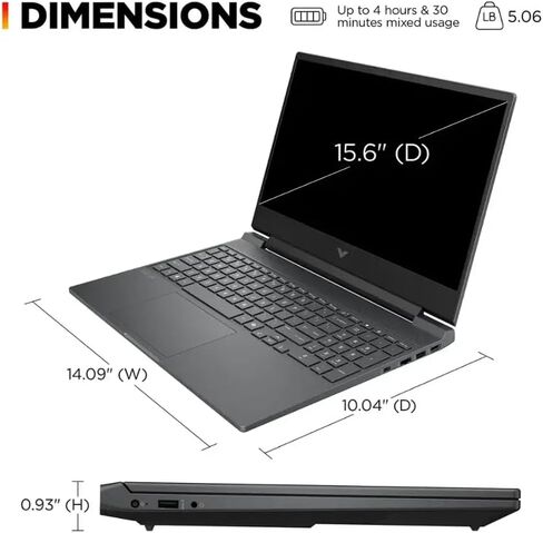 كمبيوتر محمول HP Victus مقاس 15.6 بوصة FHD 144 هرتز للألعاب، Intel Core i5-13420H، ذاكرة الوصول العشوائي 8 جيجابايت، 512 جيجابايت SSD، NVIDIA GeForce RTX 3050، Windows 11 Home، Copilot AI، لوحة مفاتيح بإضاءة خلفية، ميكا فضي، 15-fa2013dx (متجدد) in Kuwait