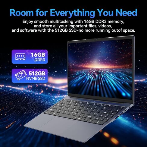2026 Laptop, 16’’ Laptop Computer with Core i5-8210Y Processor(Up to 3.60 GHz ), 16GB RAM 512GB SSD, FHD 1920*1200, Backlit Keyboard , 180°Opening, Type-C, WiFi 5, BT 5.0, Lap Top for Business Student in Kuwait