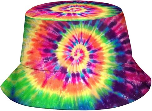 Unisex Tie Dye Bucket Hat Beach Sun Hat Packable Rainbow Aesthetic Fishing Hat for Men Women Teens in Kuwait