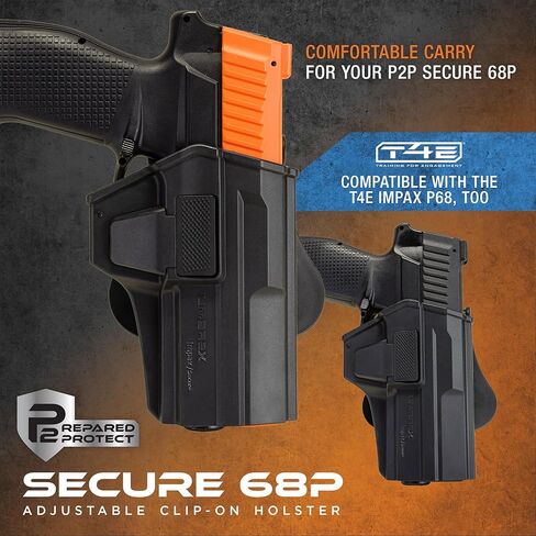 P2P Secure 68P Paddle Holster (Right Hand) — OWB Carry Holster for CO2-Powered Less-Lethal Launcher in Kuwait