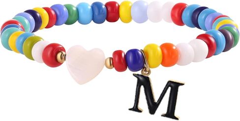 Colorful Initial Bracelet for Women Girls Boho Beaded Bracelet for Beach Cute Letter Pendant for Women Girls Personalized Handmade Jewelry Gift in Saudi Arabia