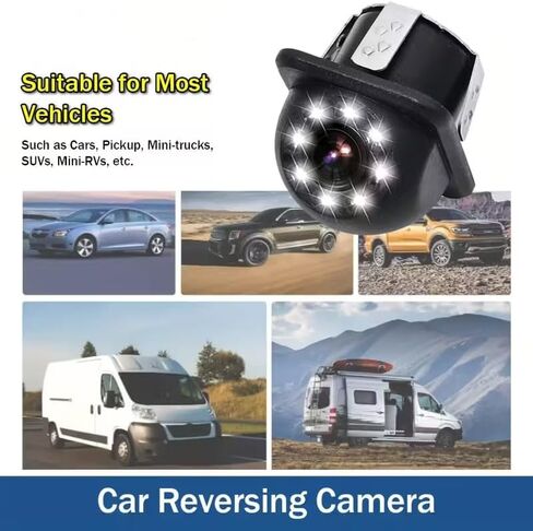 HD Backup Camera for Cars, CCD Night Vision, 170° Wide Angle Waterproof Rear View Monitor with Parking Guidelines, Blind Spot Assist, 8HolePunch in Kuwait