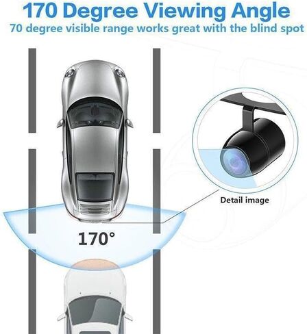 HD Backup Camera for Cars, CCD Night Vision, 170° Wide Angle Waterproof Rear View Monitor with Parking Guidelines, Blind Spot Assist, 8HolePunch in Kuwait