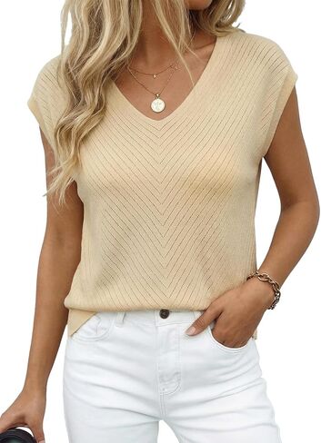 Dokotoo Women's Casual V Neck Ruffle Sleeve Summer Tank Tops Shirts in Saudi Arabia