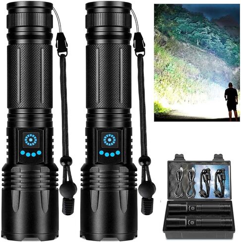 Lylting 99,000 High Lumens Rechargeable LED Flashlight,Brightest Handheld Flashlights with 5 Modes & Waterproof,Super Bright Flash Lights for Camping Home in Kuwait